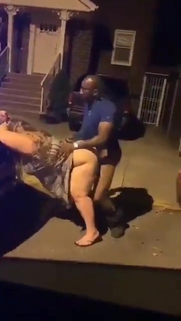 White BBW takes black dick in public
